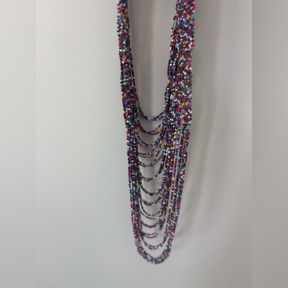 Tiered boho Multicolor Beaded Necklace - Picture 6 of 7